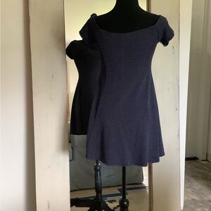 Elegant Navy Polka Dot Dress